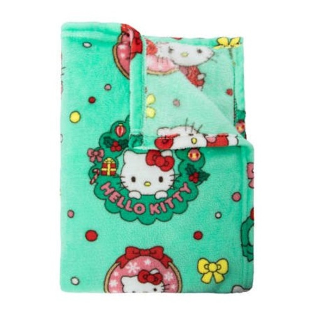 Hello Kitty Fleece Christmas Throw Blanket 40x50 Holiday Silk Touch Sanrio Plush